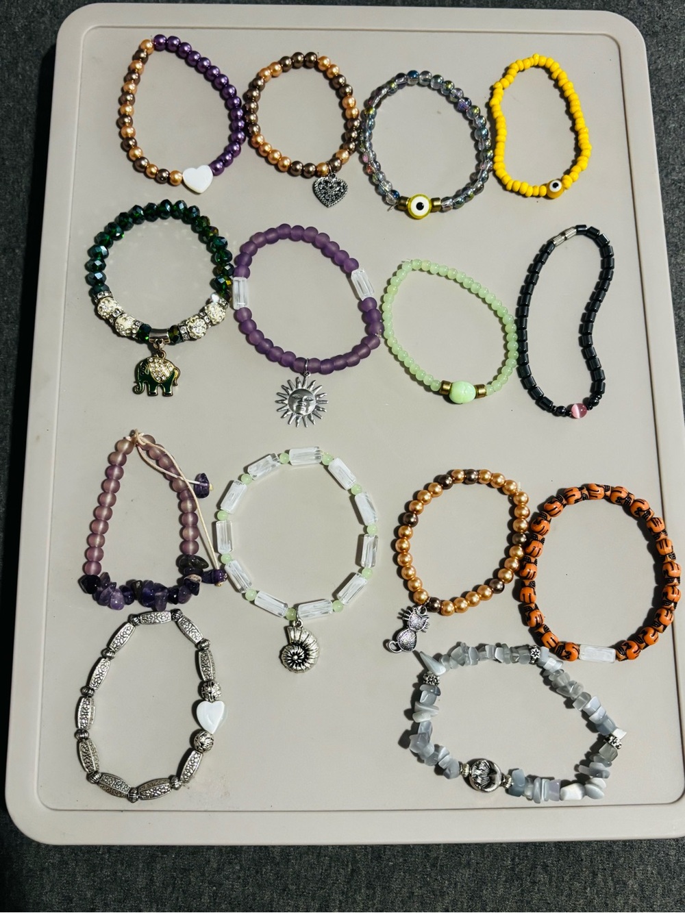 Assorted Purple and Gold Women's Beaded Bracelet Set